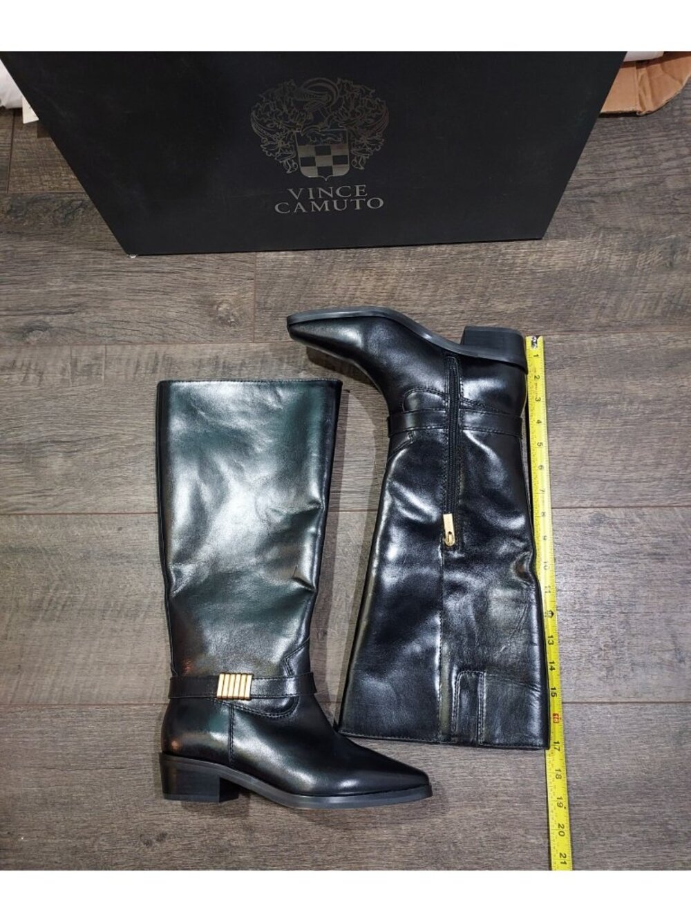 Vince Camuto Melise Extra Wide Calf Black Leather Knee High Boots Size 6.5 W NWT - Picture 7 of 9